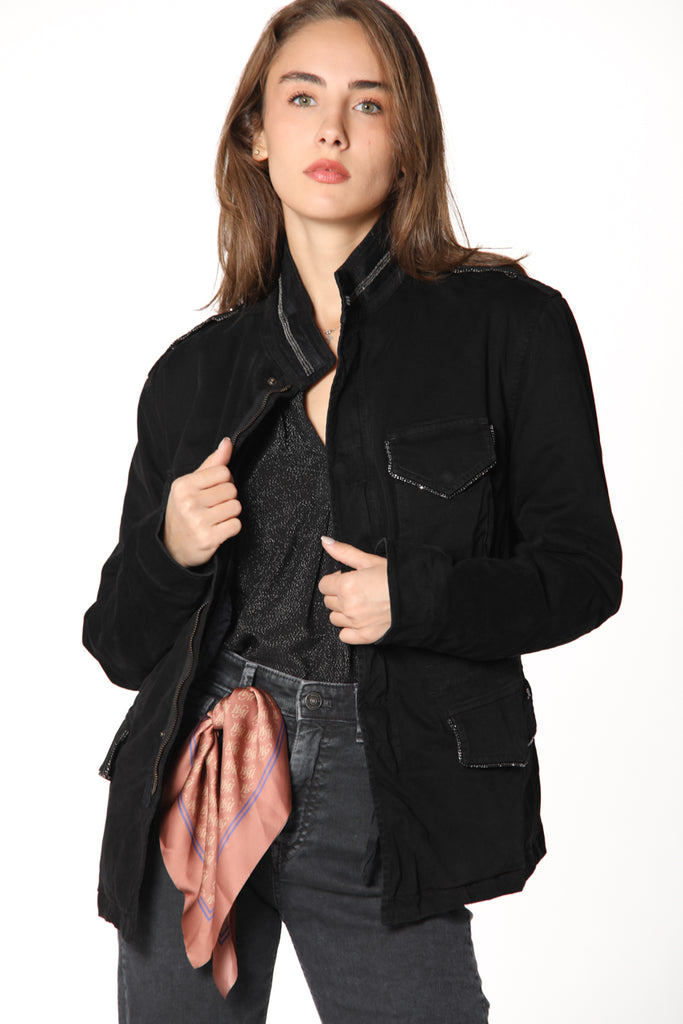 picture 1 of black women's field jacket in gabardine Icon Field model by Mason's 