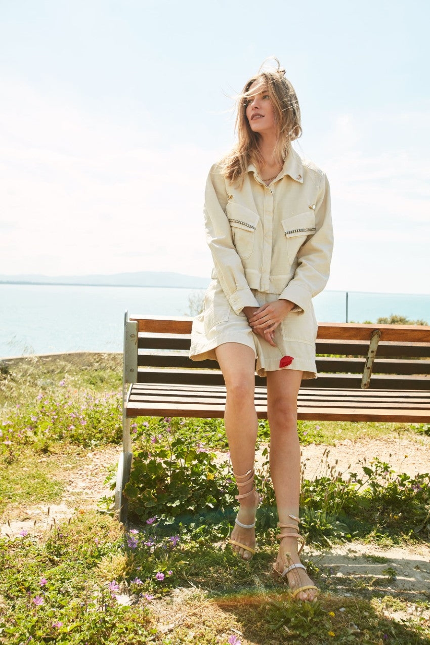 San Diego women's jacket in slub cotton with studs