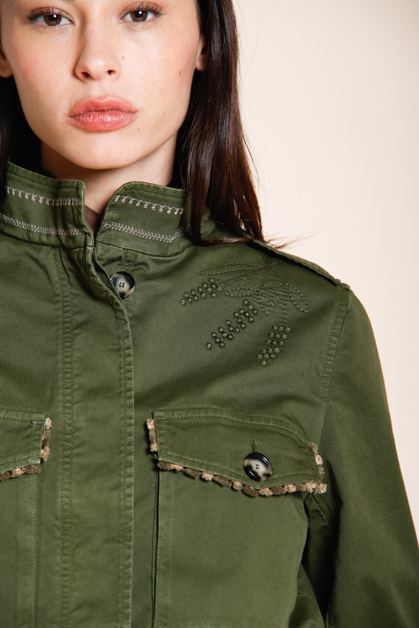 Eva women's jacket in twill flower embroidery