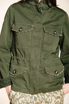 Eva women's jacket in twill flower embroidery