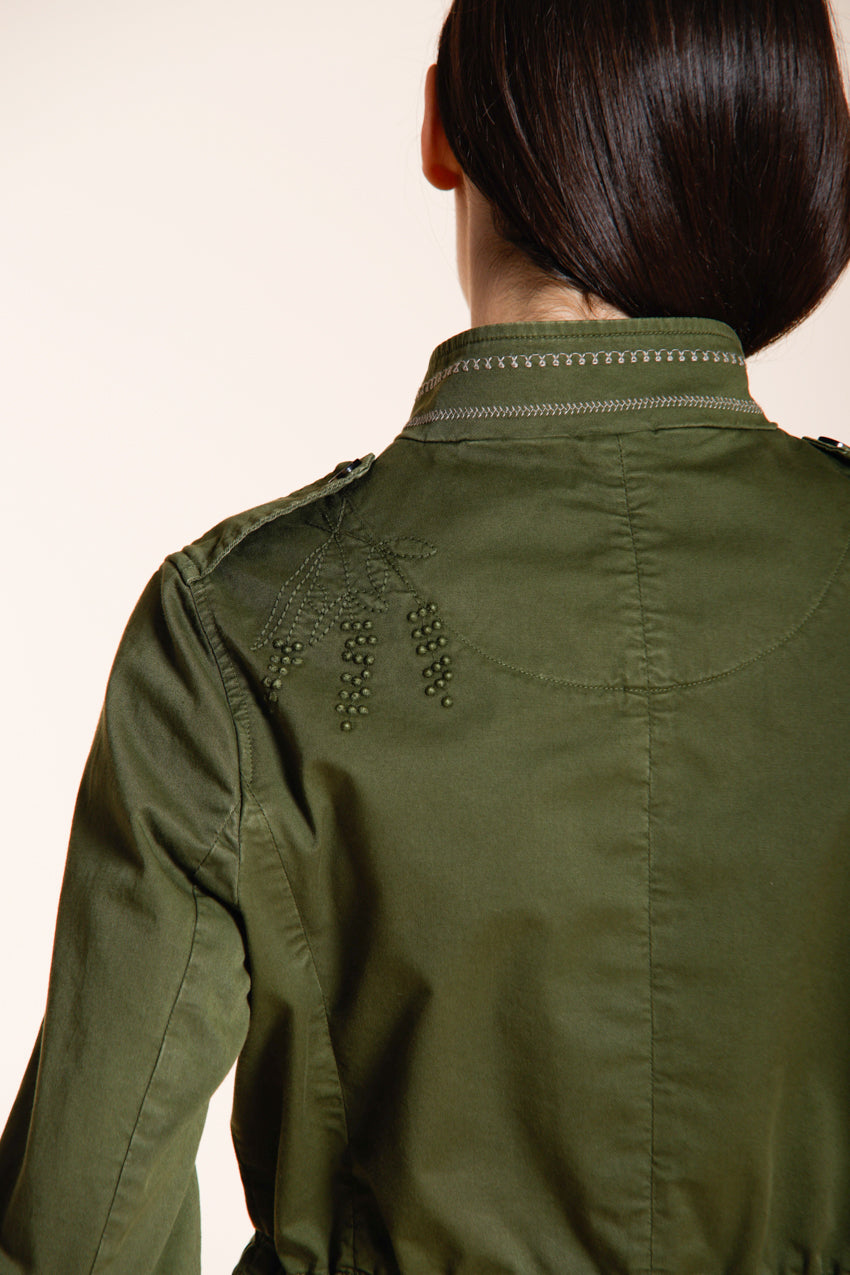 Eva women's jacket in twill flower embroidery