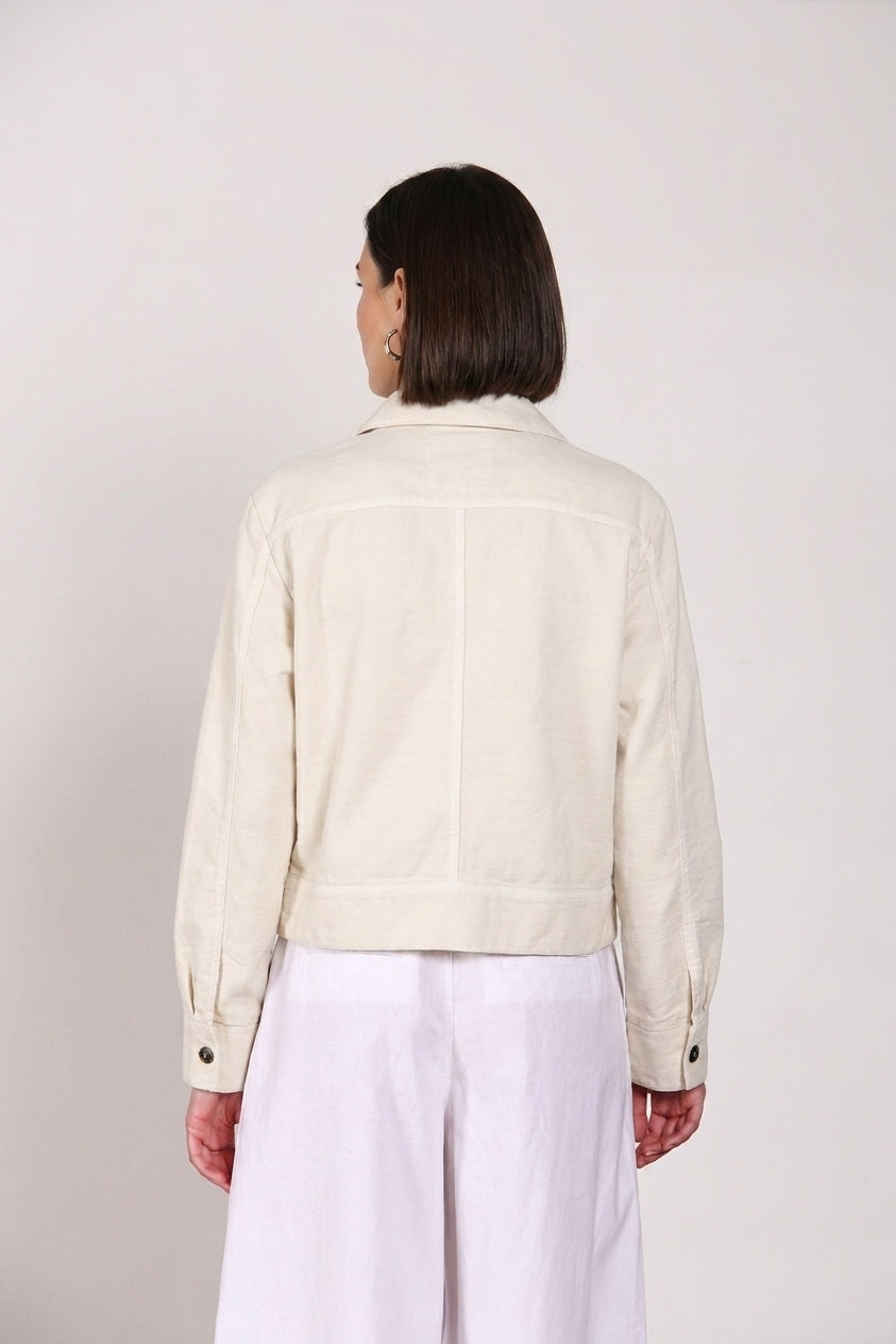 Eva women's jacket in twill flower embroidery