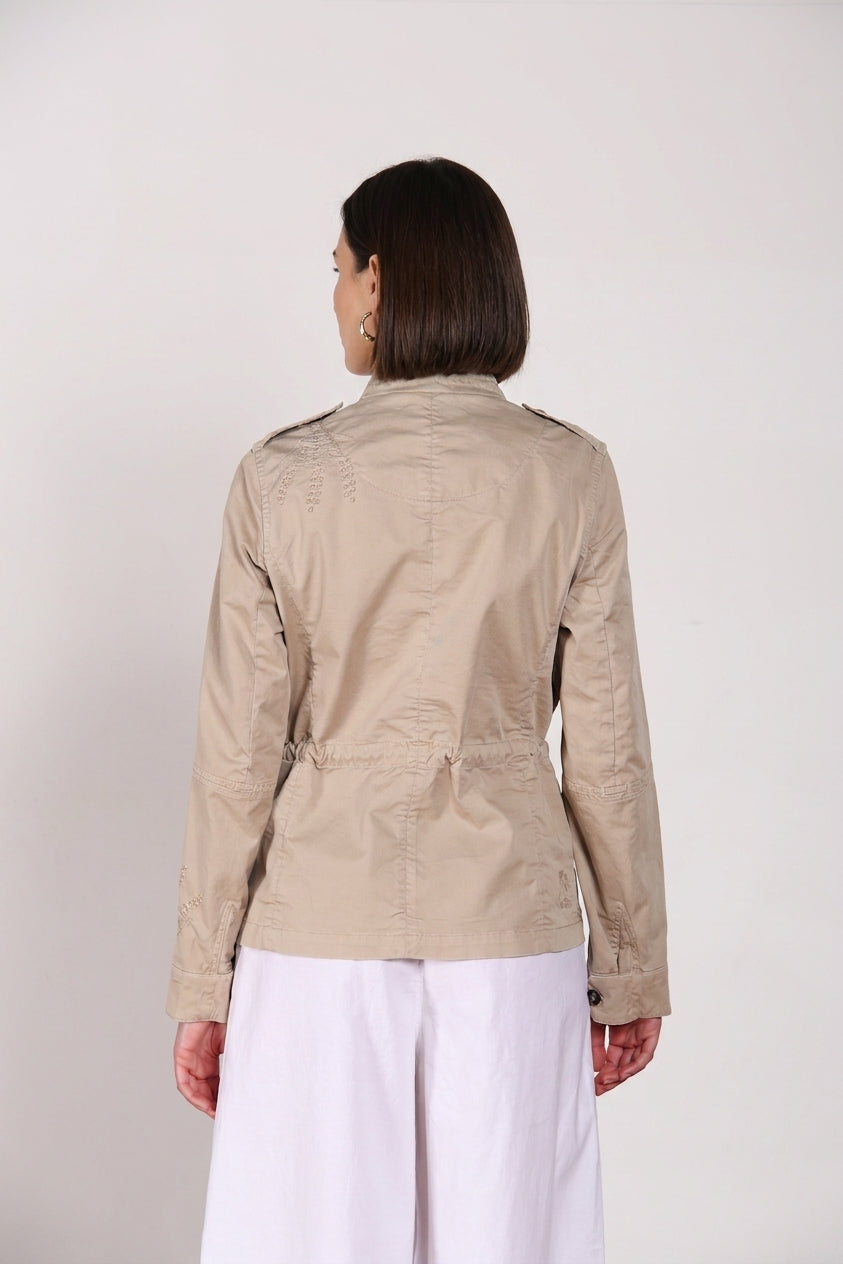 Eva women's jacket in twill flower embroidery