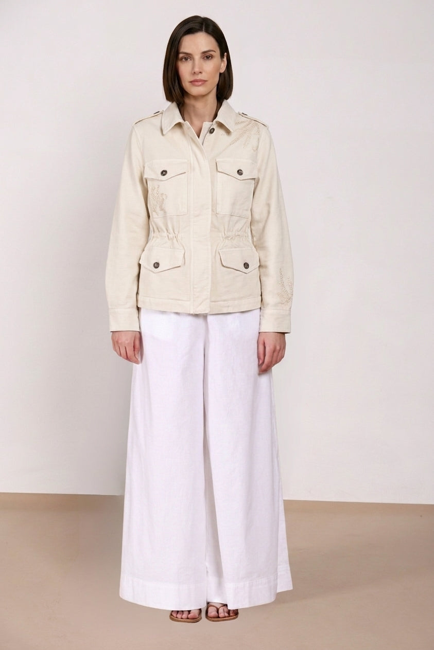 Eva Jacke Damen aus Twill Blumenstickerei
