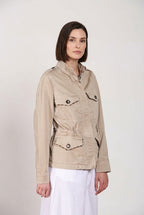 Eva women's jacket in twill flower embroidery