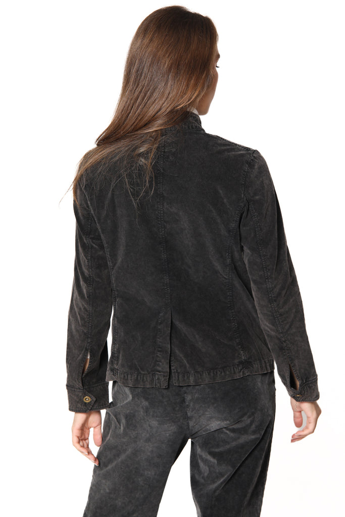 Image 4 of a women's jacket in black 1000 stripe velvet Karen model by Mason's