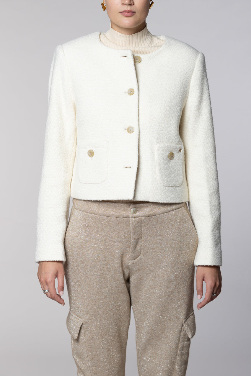 Lou Lou giacca cropped donna in bouclé misto lana