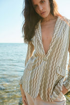 Irene women's blazer in striped pattern jersey