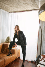 Irene blazer donna lungo in jersey gessato