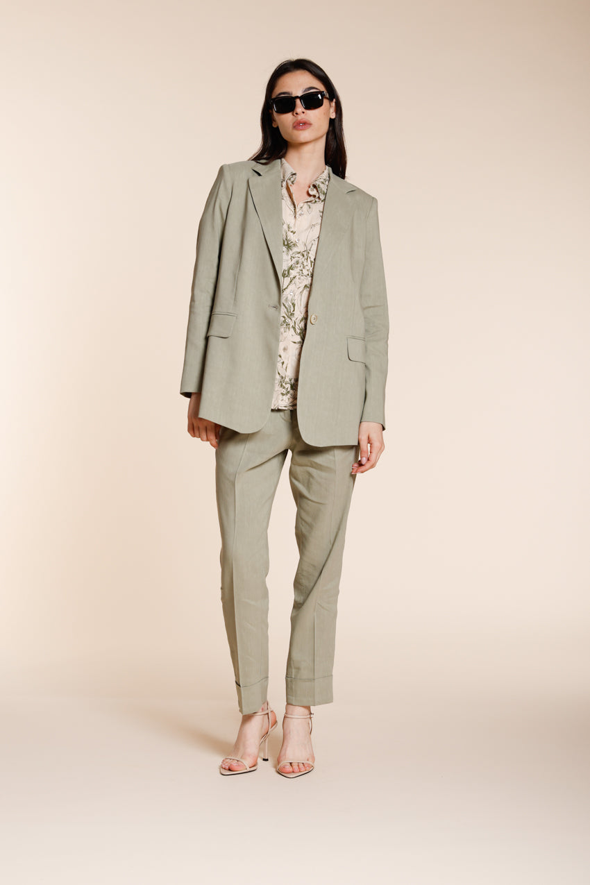 Irene women's blazer in linen and viscose blend canvas