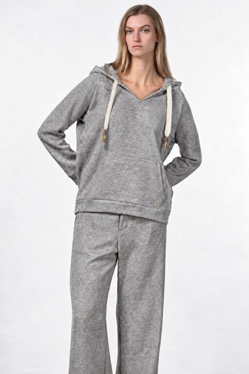 Hoodie sweat femme en jersey effet maille