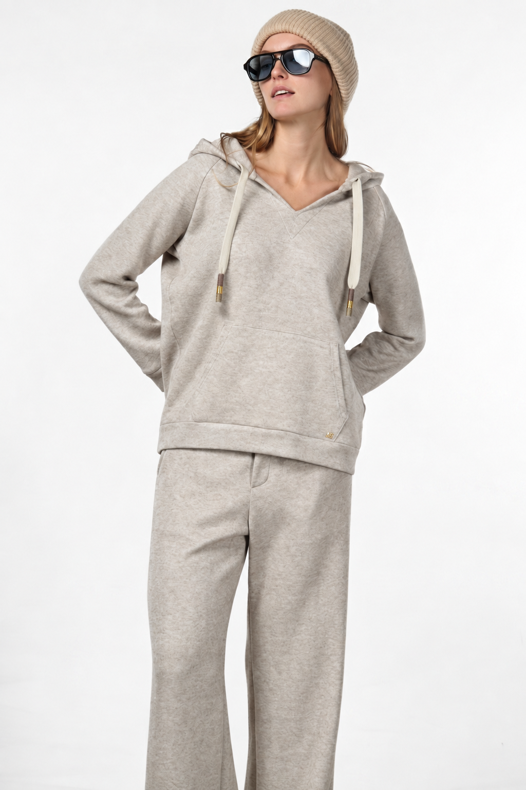 Hoodie sweat femme en jersey effet maille