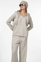 Hoodie women’s sweatshirt in knit-effect jersey