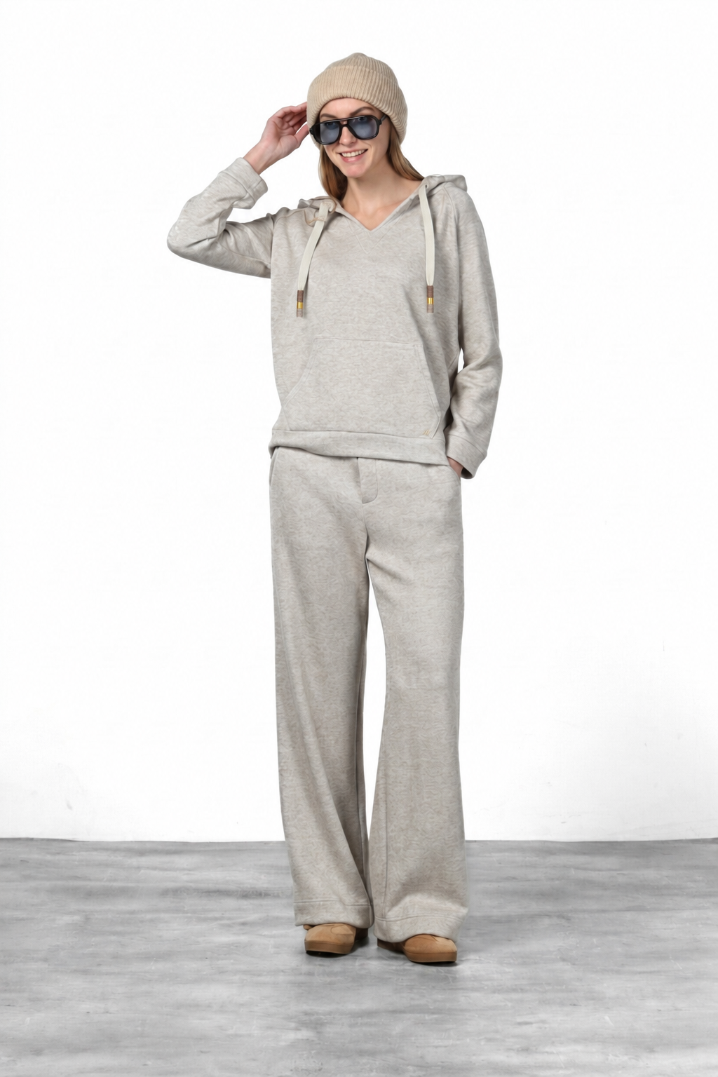 Hoodie sweat femme en jersey effet maille