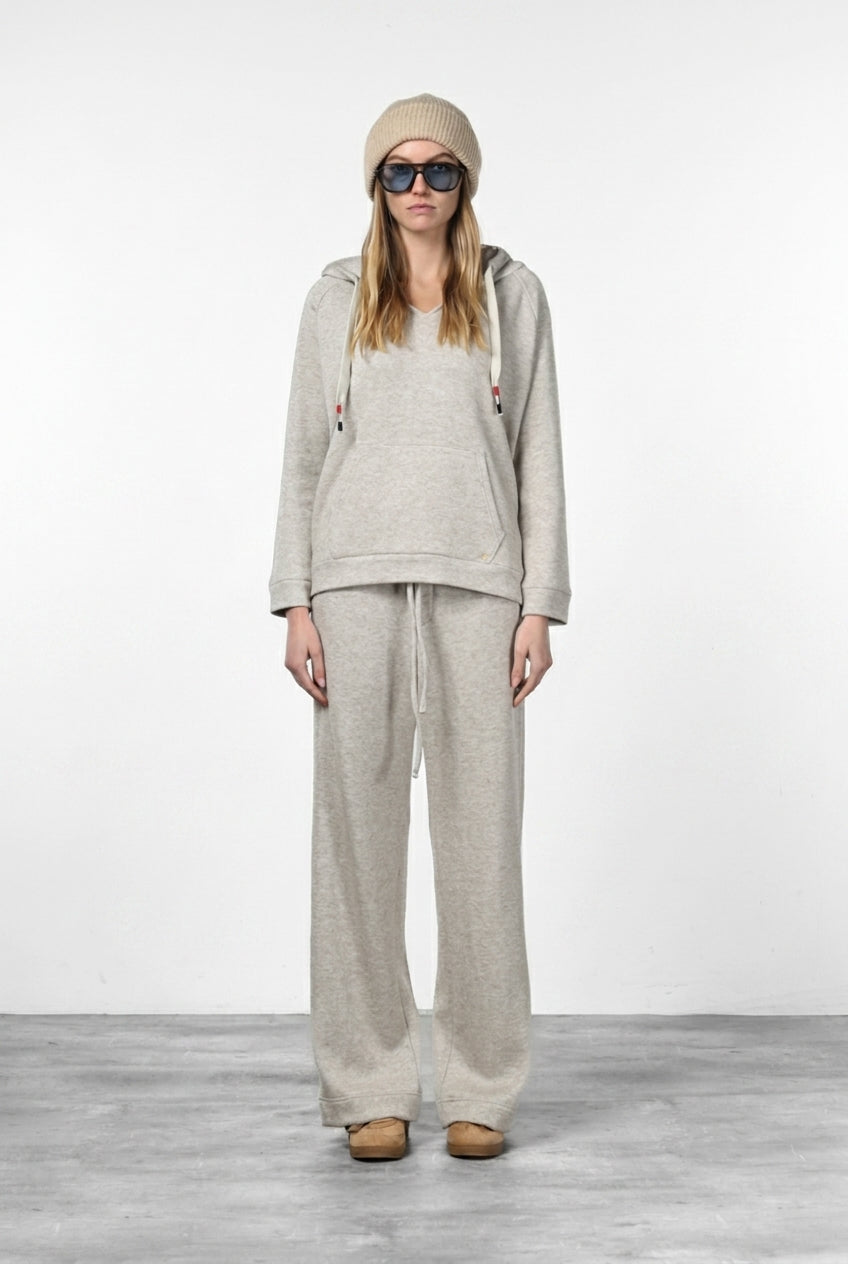 Hoodie felpa donna in jersey effetto maglia