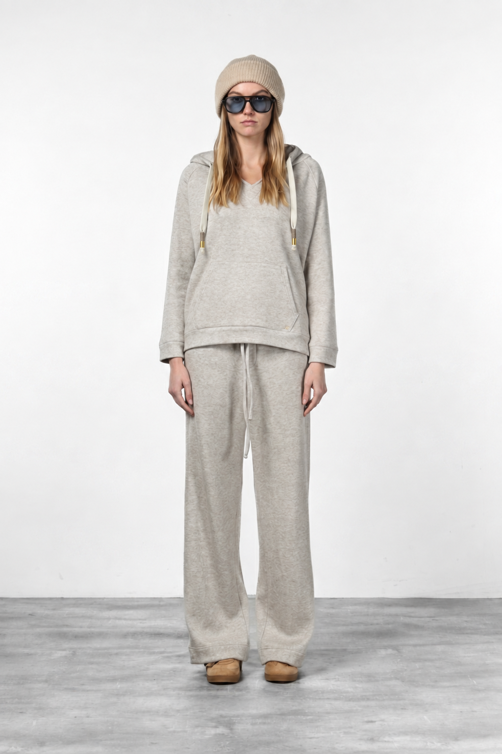 Hoodie sweat femme en jersey effet maille