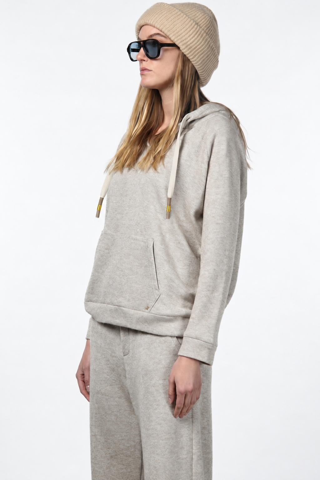 Hoodie felpa donna in jersey effetto maglia