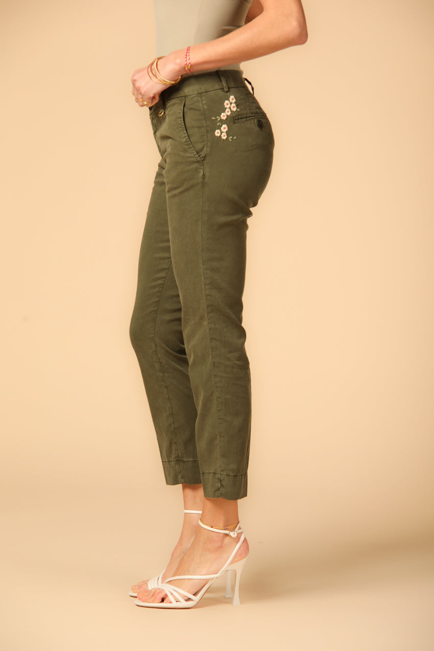 Image 2 of Women's Capri Chino Pants, Jacqueline Curvie Model, in Green, Curvy Fit by Mason's
