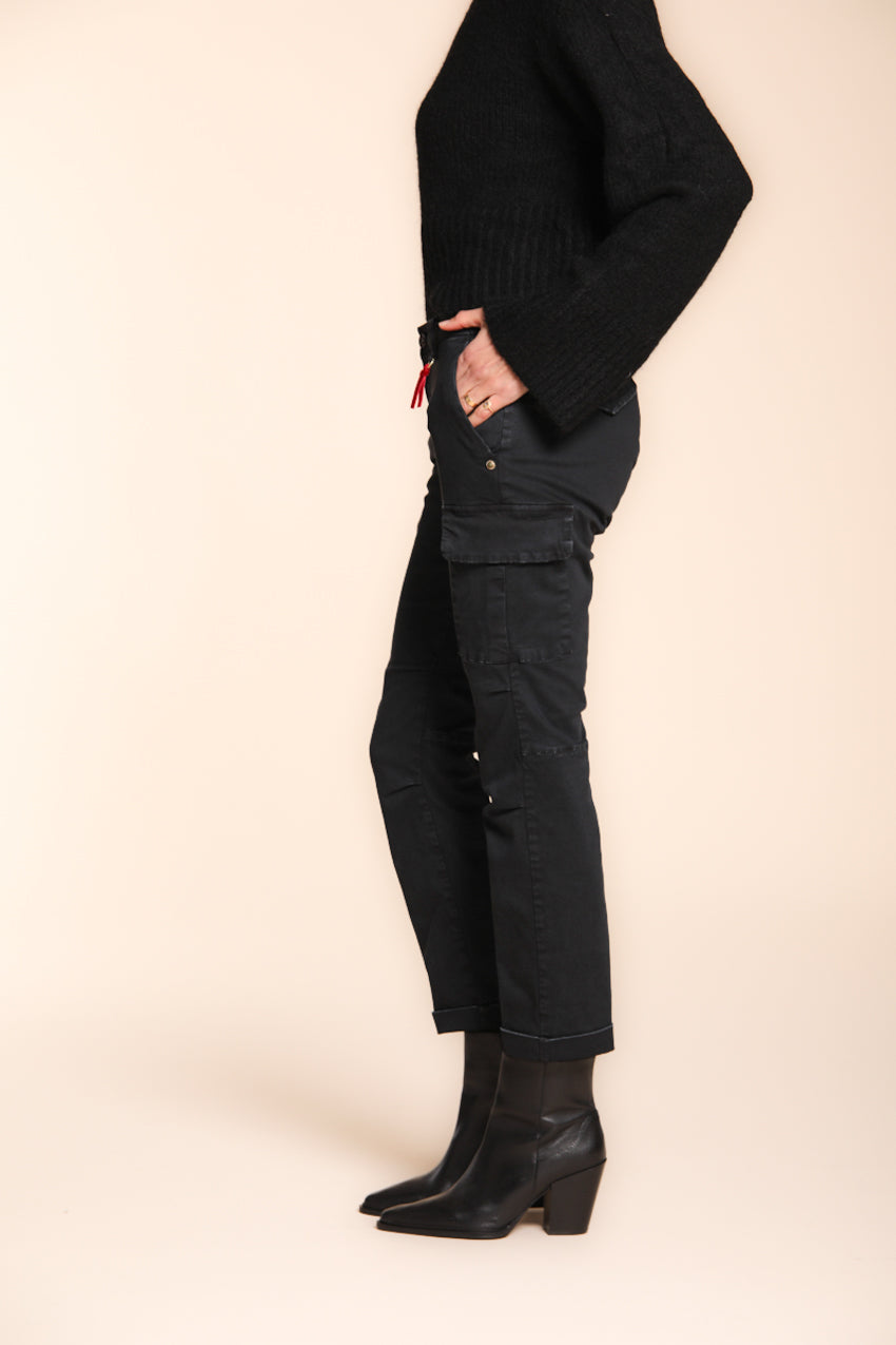 Chile City pantalon cargo femme en satin slim fit