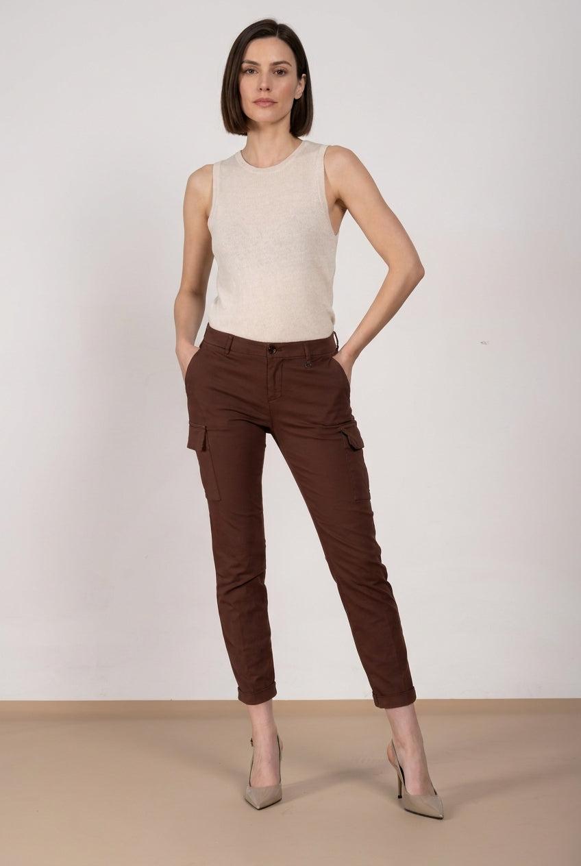 Chile City women's cargo pants in stretch gabardine slim fit