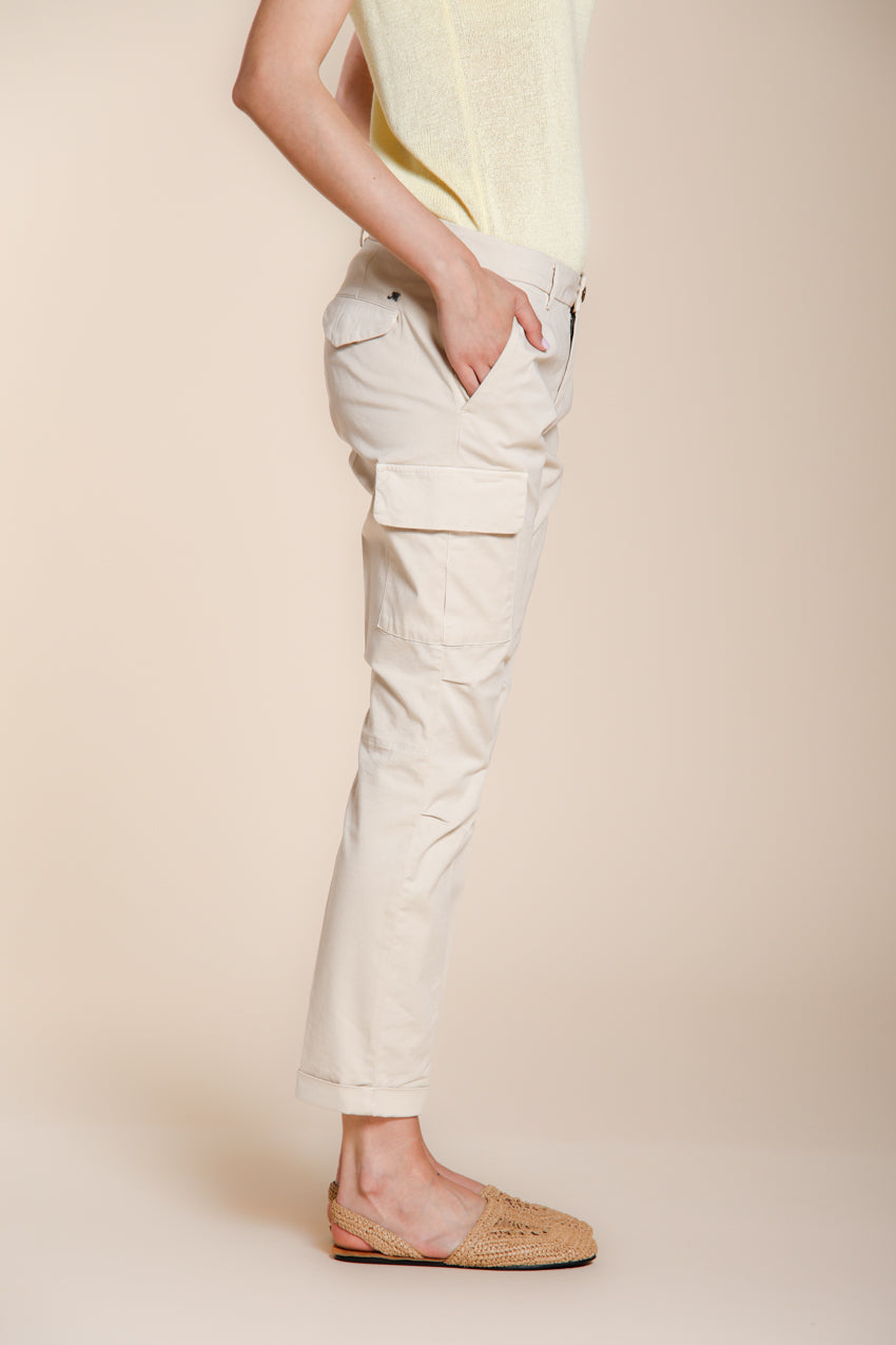 Chile City pantalone cargo donna in gabardina stretch slim fit