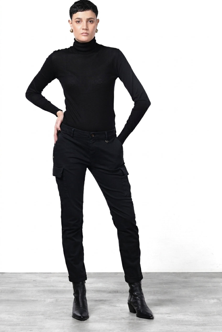 Chile City pantalone cargo donna in raso slim fit