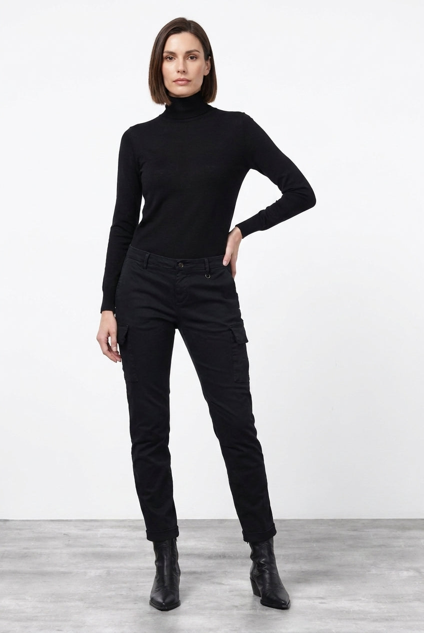 Chile City pantalon cargo femme en satin slim fit