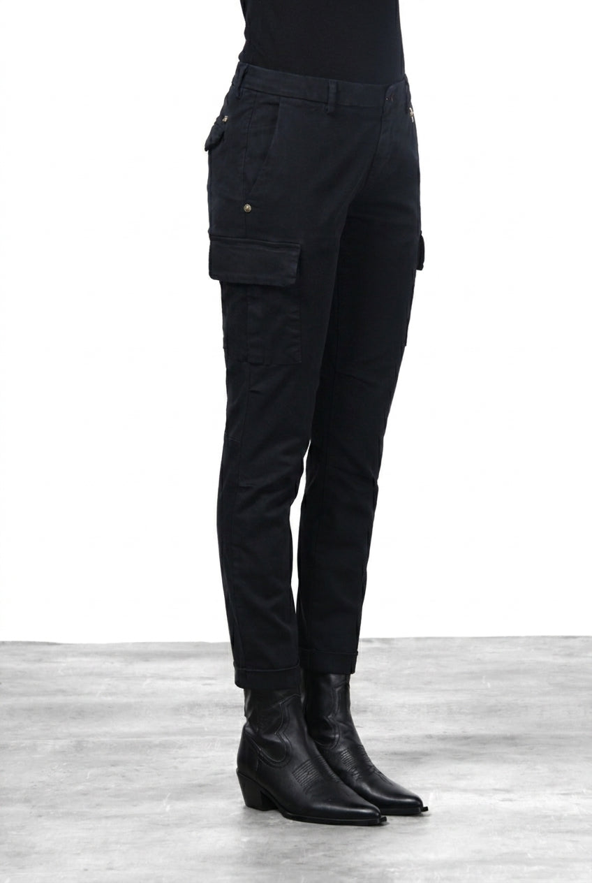 Chile City pantalone cargo donna in raso slim fit