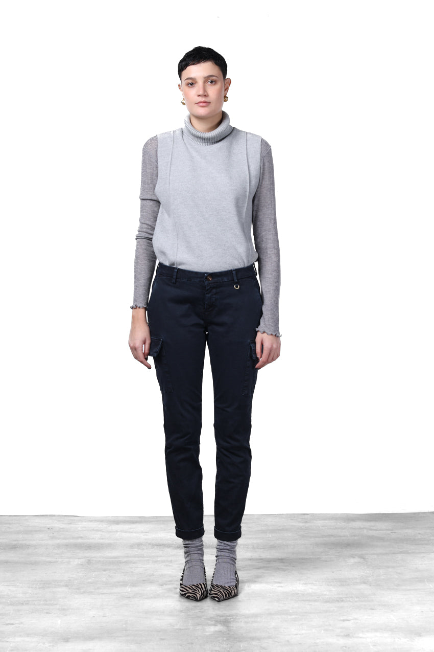 Chile City pantalone cargo donna in raso slim fit