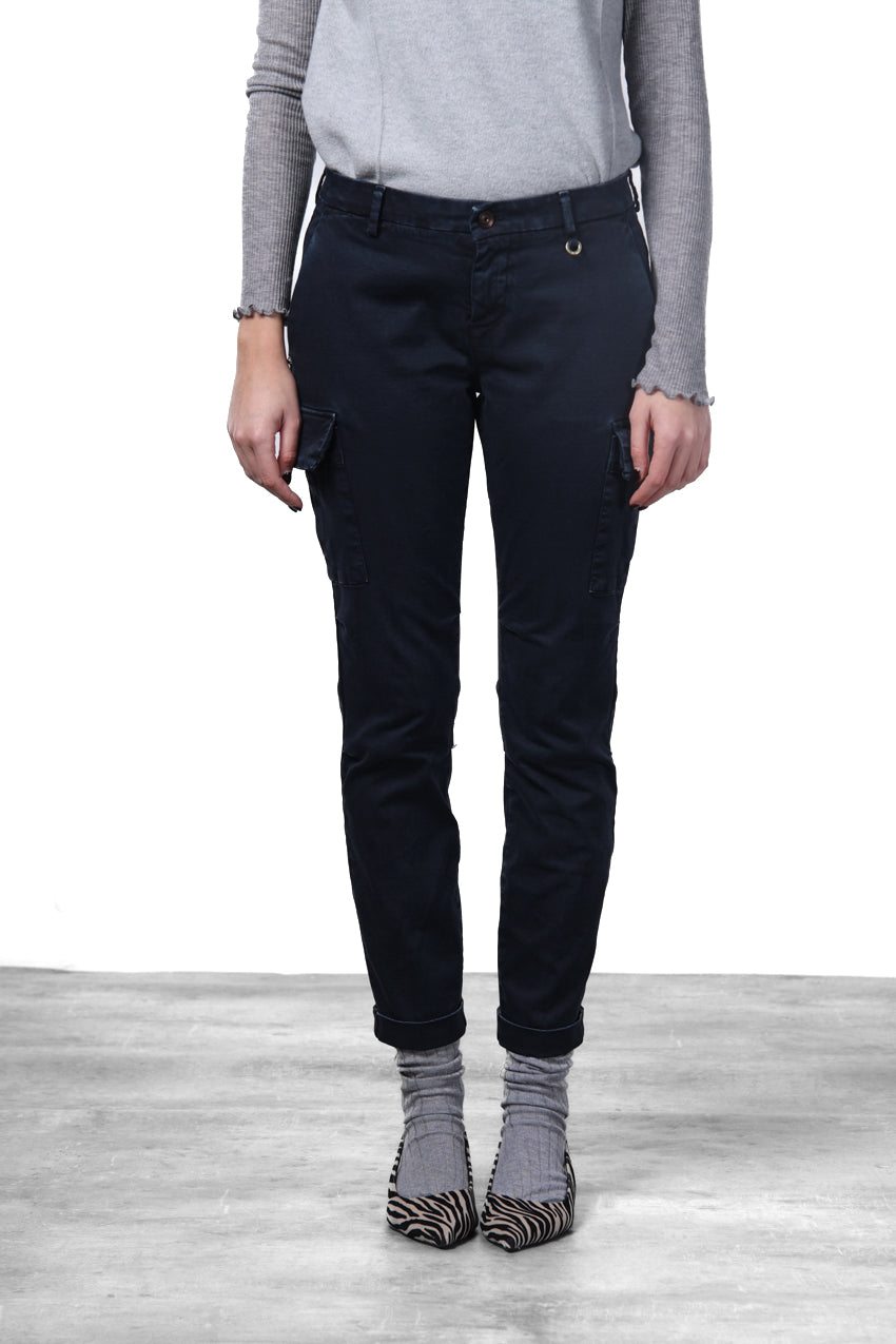 Chile City pantalone cargo donna in raso slim fit