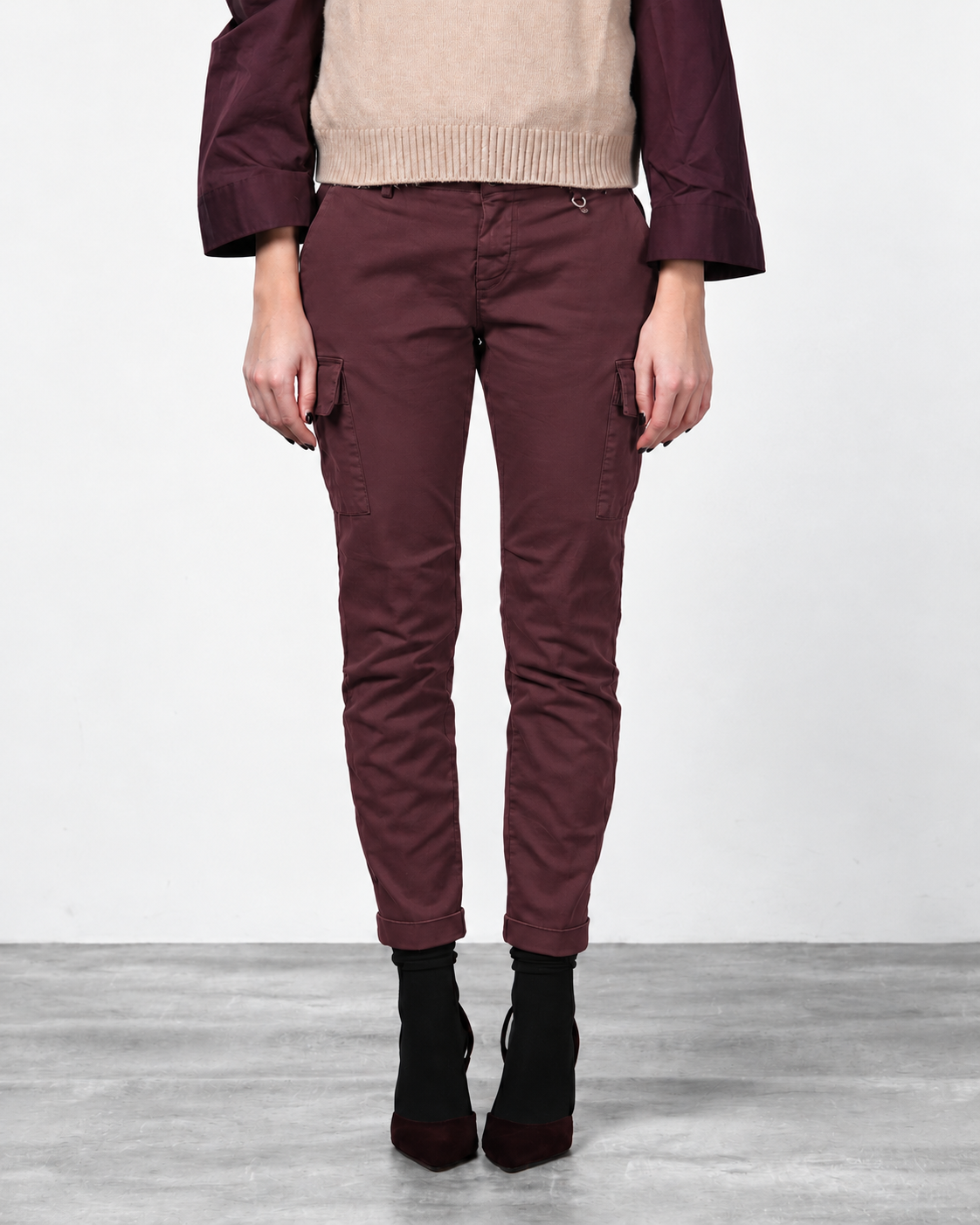 Chile City pantalon cargo femme en satin slim fit