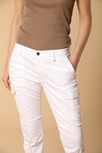 Chile City pantalone cargo donna in gabardina slim fit