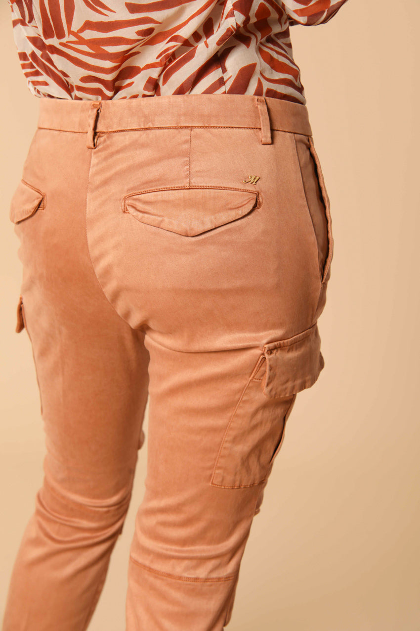 Chile City pantalone cargo donna in gabardina slim fit