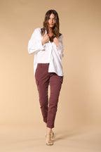Chile City pantalone cargo donna in gabardina slim fit
