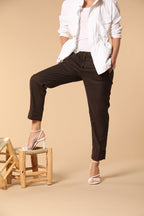 New York Damen Chino Hose aus Leinen-Baumwoll-Twill im Carrot Fit