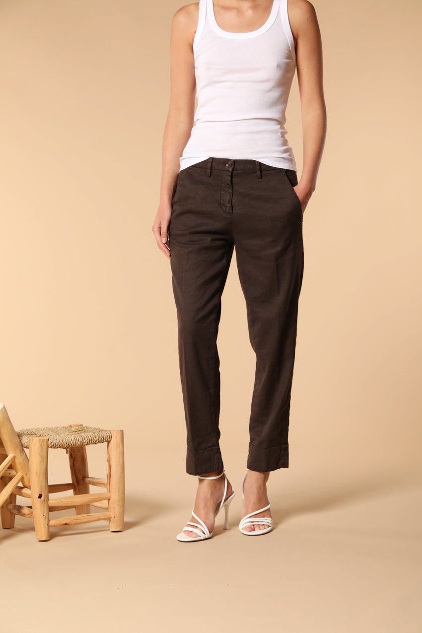 New York Damen Chino Hose aus Leinen-Baumwoll-Twill im Carrot Fit