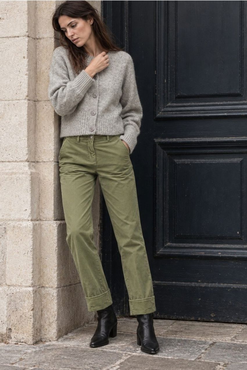 New York Carrot women’s chino pants in smooth velvet with carrot fit ①