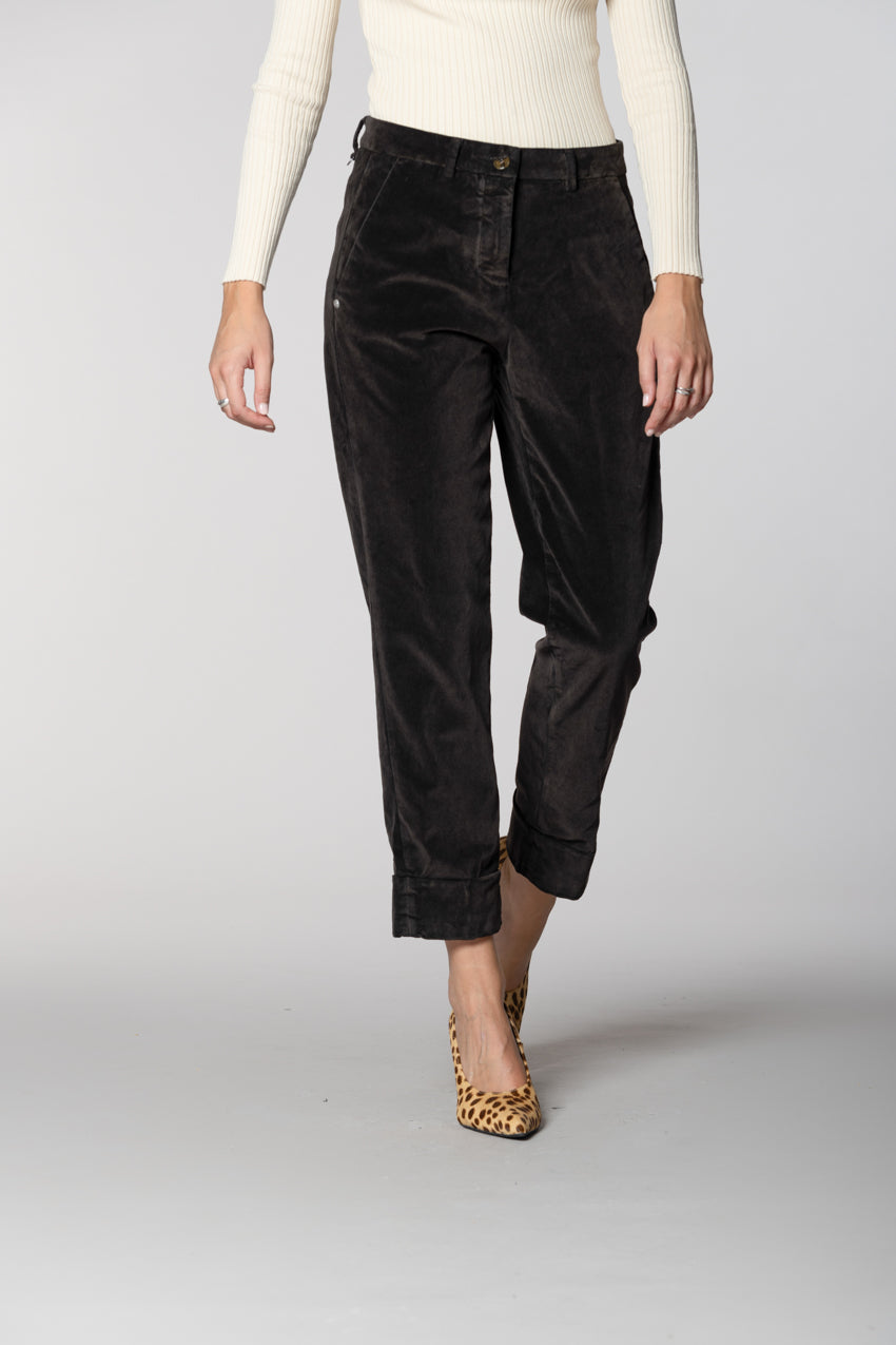 New York Carrot pantalone chino donna in velluto carrot fit