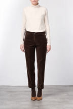New York Carrot pantalon chino femme en velours lisse carrot fit ①
