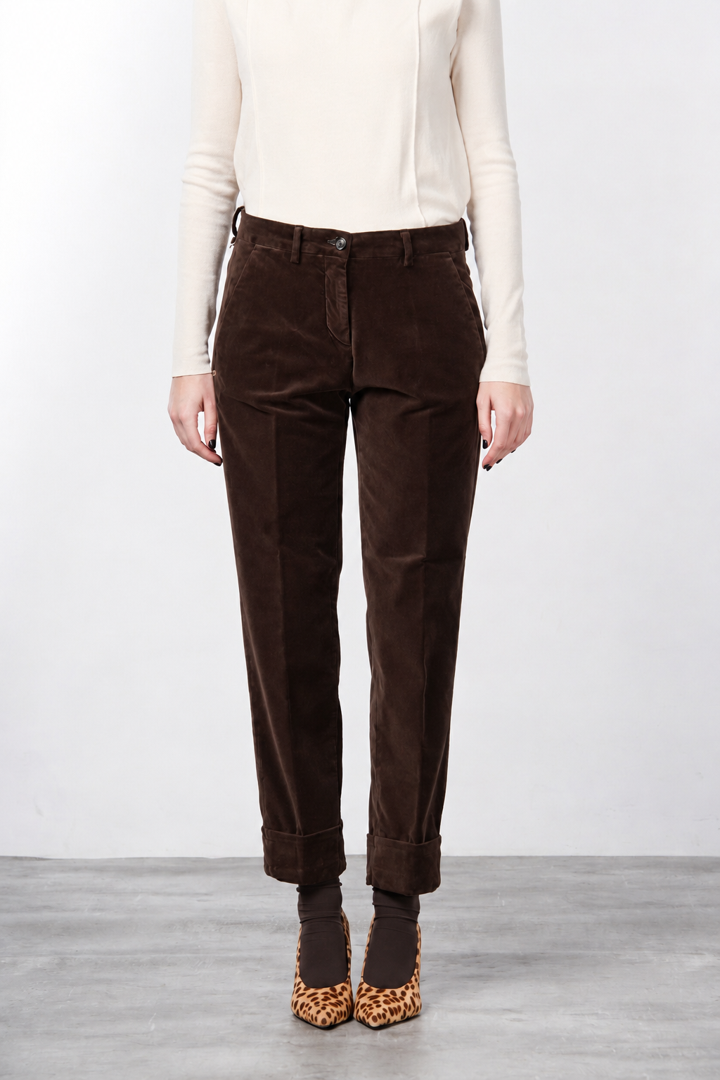 New York Carrot pantalone chino donna in velluto liscio carrot fit ①