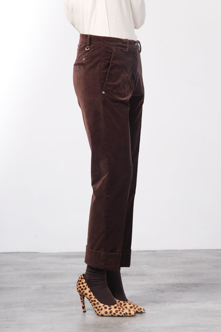 New York Carrot Chinohose für Damen aus glattem Samt mit carrot fit ①
