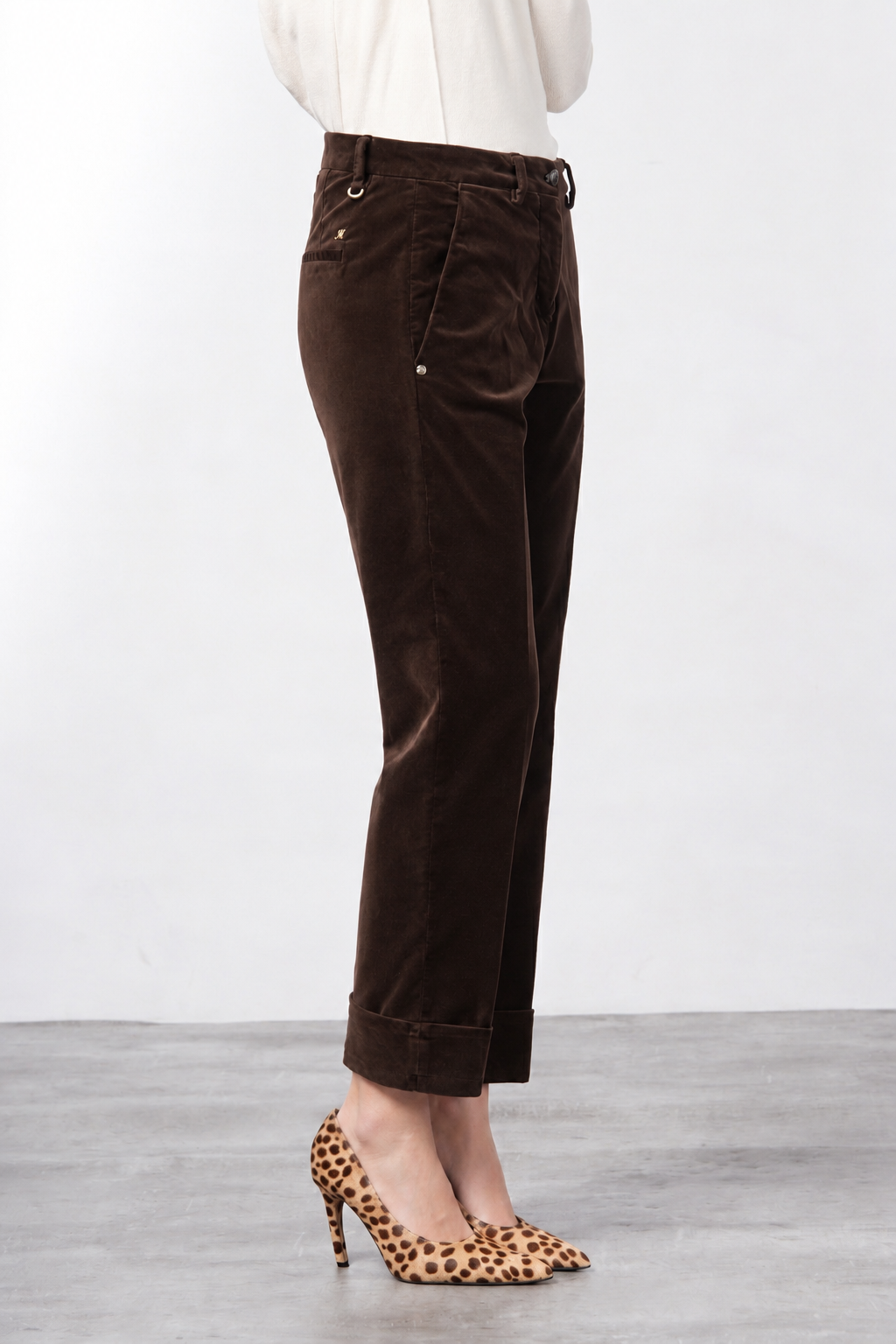 New York Carrot pantalone chino donna in velluto liscio carrot fit ①