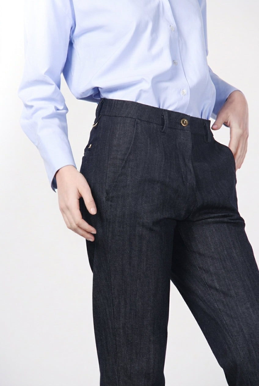 New York Carrot women’s chino trousers in stretch denim, carrot fit ①