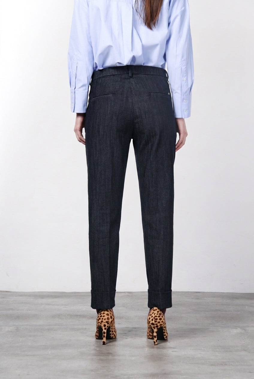 New York Carrot pantalone chino donna in denim stretch carrot fit ①