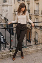 New York Carrot women’s chino trousers in satin with carrot fit ①