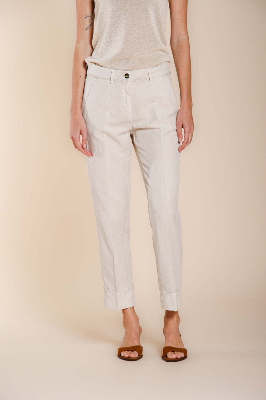 New York Carrot pantalon chino femme en twill de coton et lin carrot fit