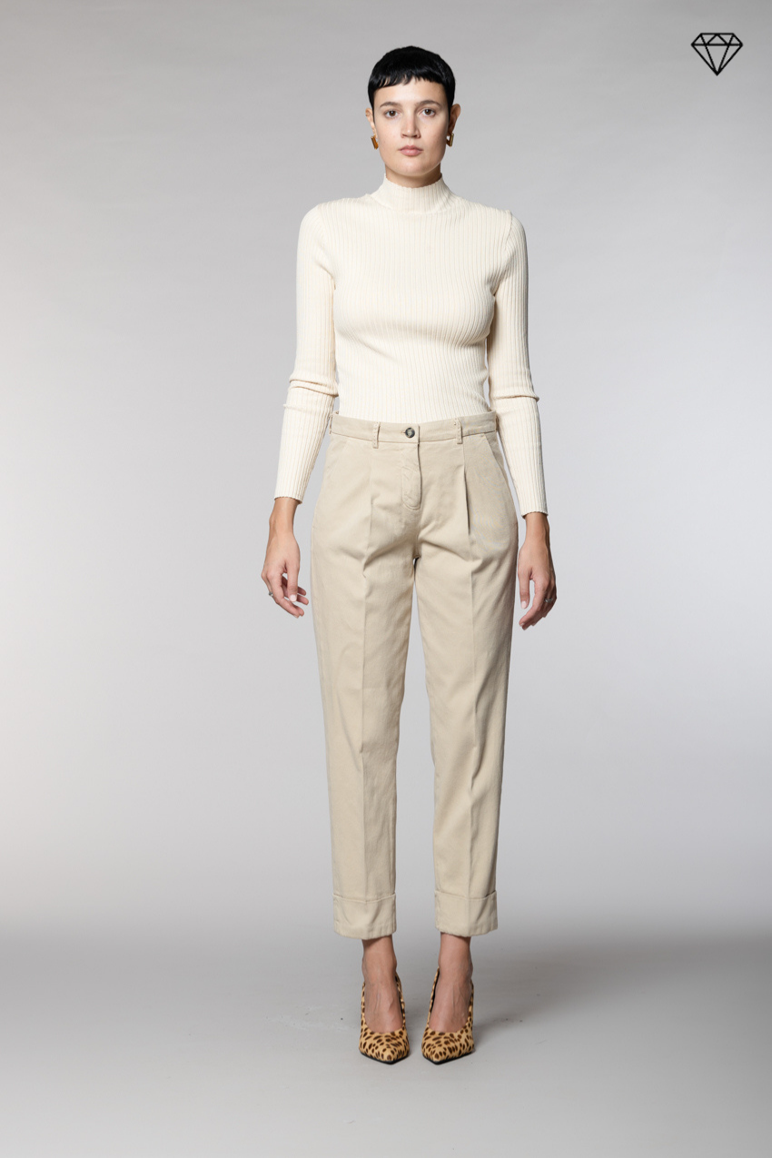 New York Carrot Pince pantalone chino donna in cotone cashmere carrot fit ①