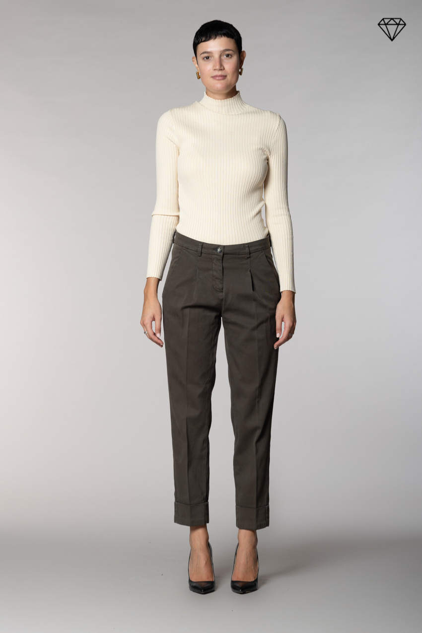 New York Carrot Pince Damen-Chinohose aus Baumwolle und Kaschmir Carrot Fit ①