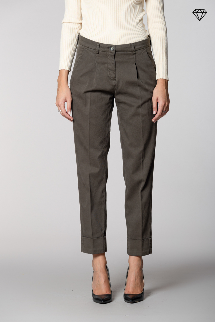 New York Carrot Pince pantalone chino donna in cotone cashmere carrot fit ①