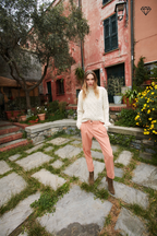 New York Carrot Pinces pantalone chino donna in cotone cashmere carrot fit ①